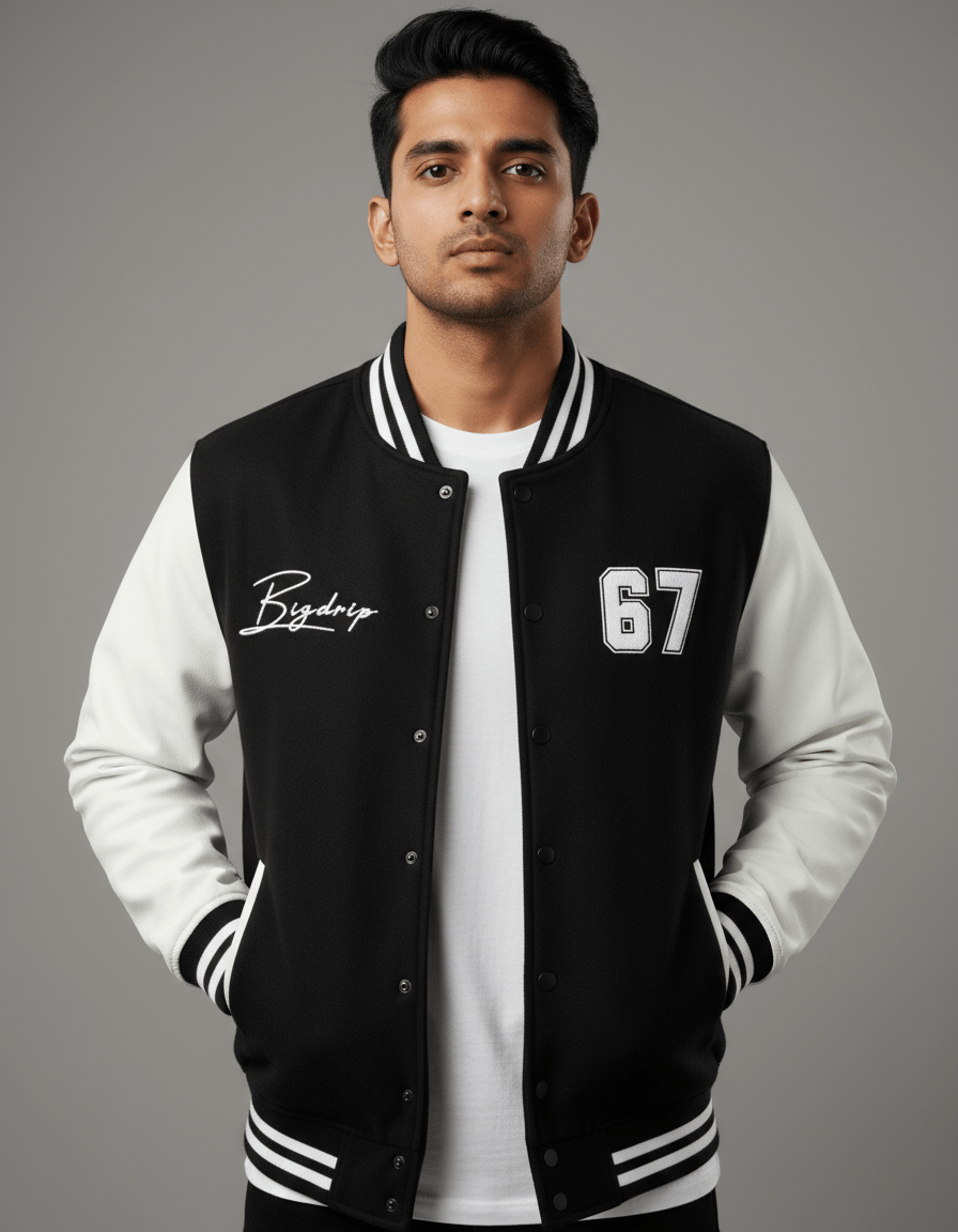 BIGDRIP Varsity Jacket - Black - BIGDRIP