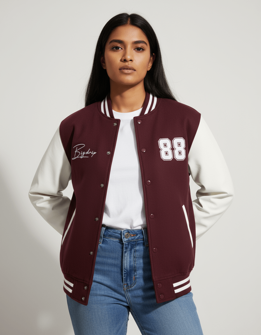 BIGDRIP Varsity Jacket - Maroon - BIGDRIP