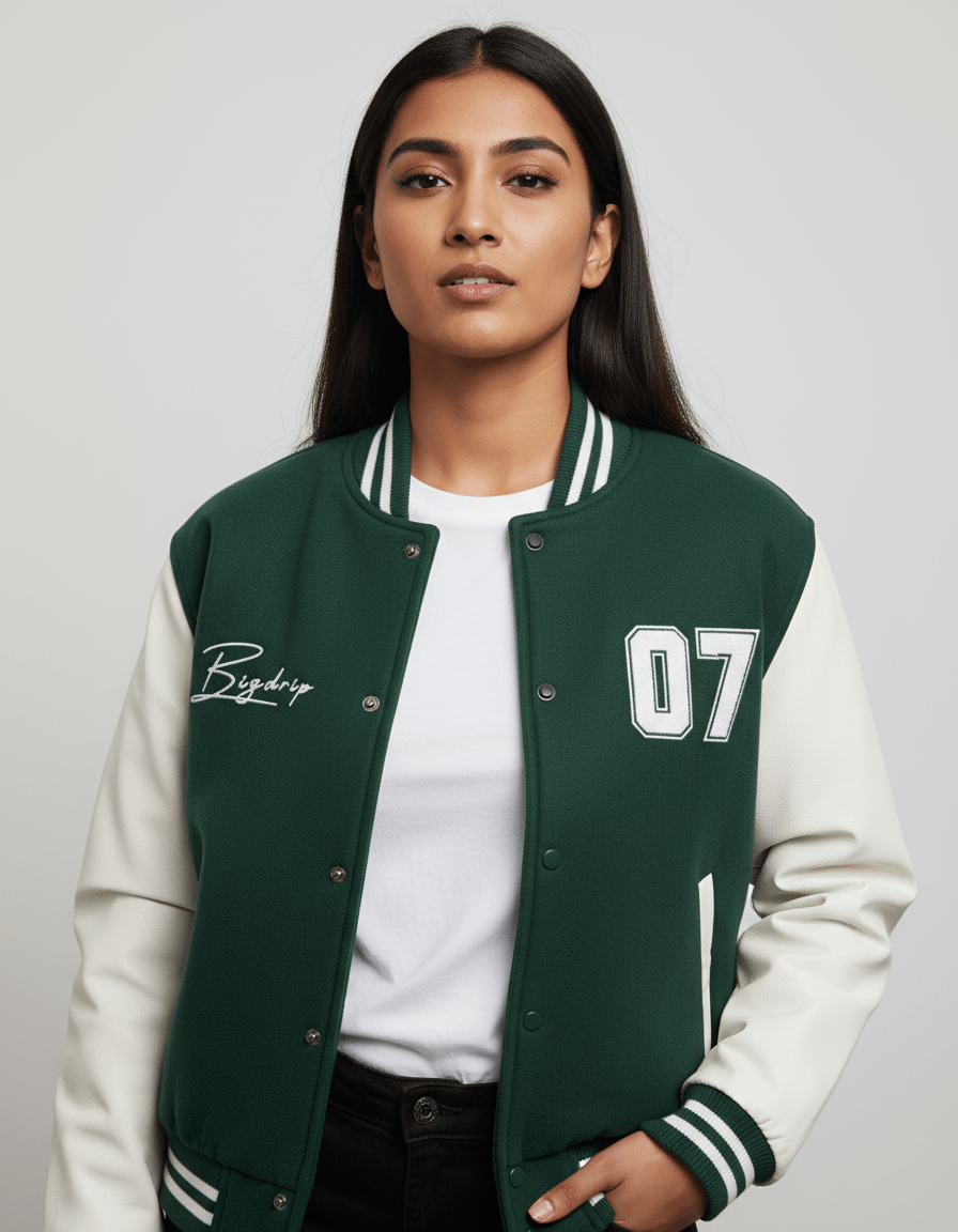 BIGDRIP Varsity Jacket - Green - BIGDRIP