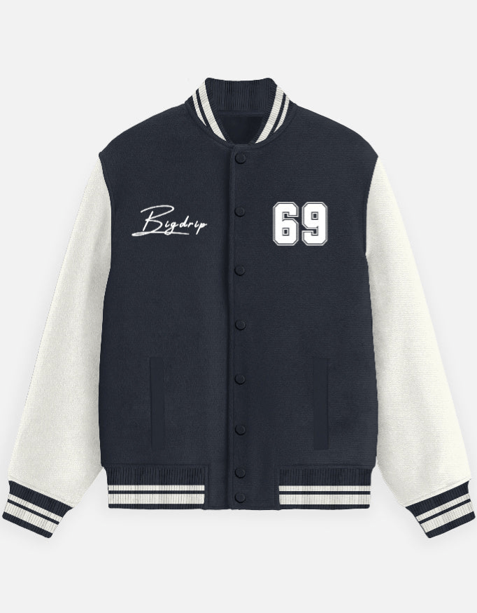 BIGDRIP Varsity Jacket - Navy Blue - BIGDRIP