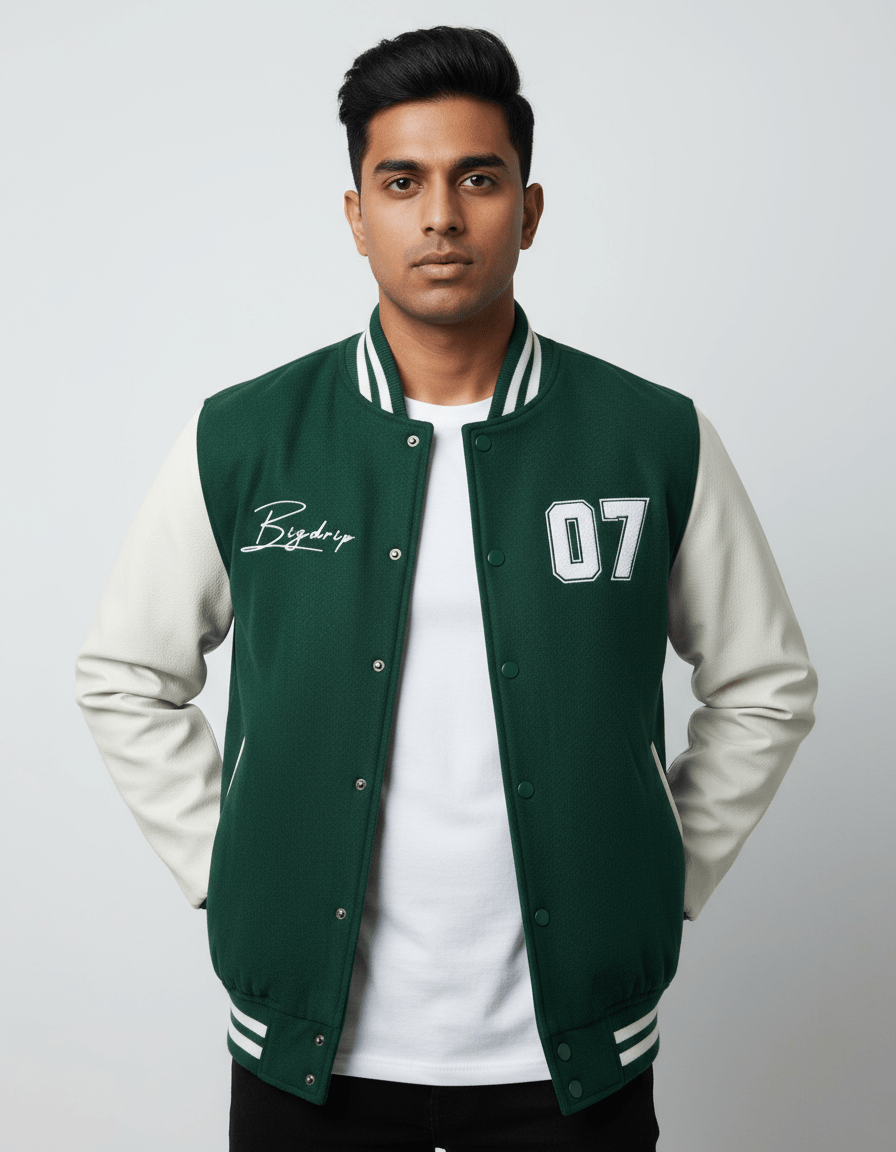 BIGDRIP Varsity Jacket - Green - BIGDRIP