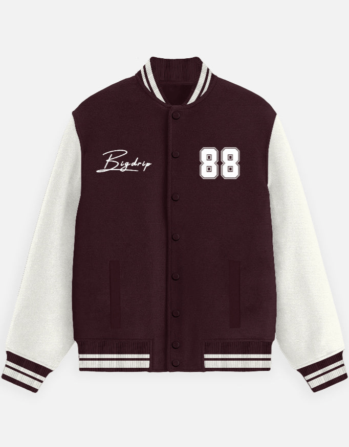 BIGDRIP Varsity Jacket - Maroon - BIGDRIP