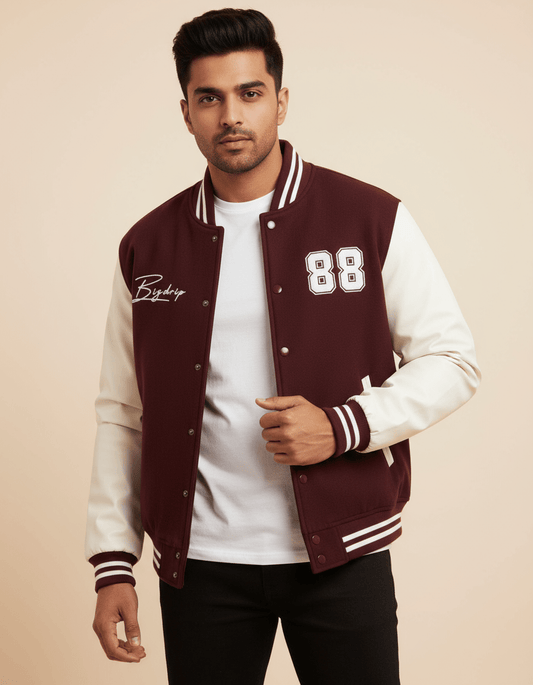 BIGDRIP Varsity Jacket - Maroon - BIGDRIP