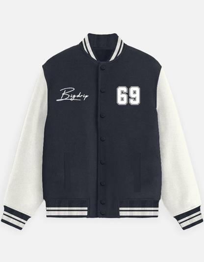 BIGDRIP Varsity Jacket - Navy Blue - BIGDRIP