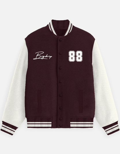 BIGDRIP Varsity Jacket - Maroon - BIGDRIP
