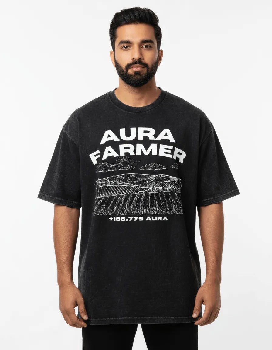 Aura farmer Acid Washed Oversized Tee - BIGDRIP