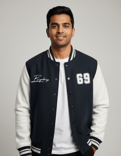 BIGDRIP Varsity Jacket - Navy Blue - BIGDRIP