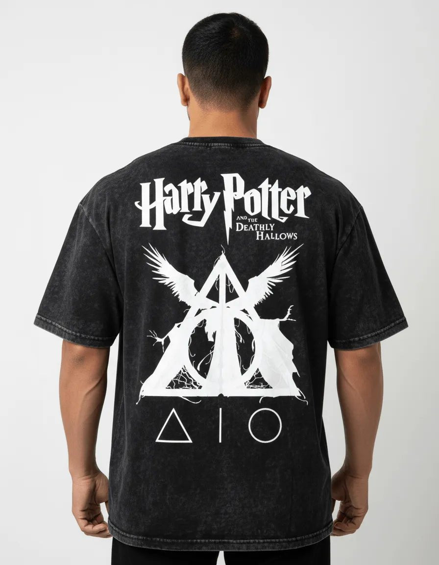 Harry Potter Deathly Hallows Acid Washed Tee - BIGDRIP
