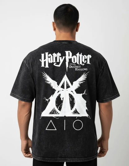 Harry Potter Deathly Hallows Acid Washed Tee - BIGDRIP